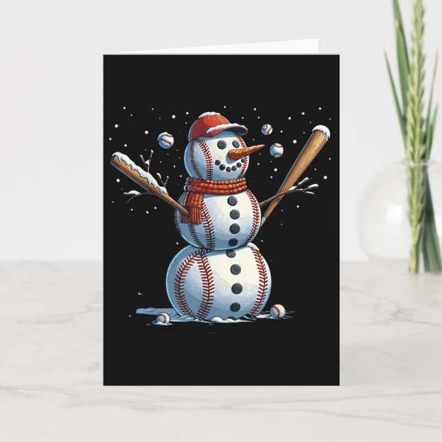Snowman Baseball Christmas Winter  Kort (Framsida)
