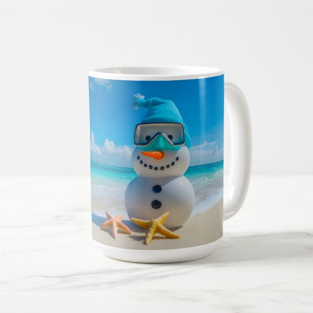 Snowman Beach Vacation Kaffemugg (Framsida höger)