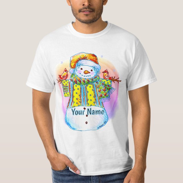 Snowman Birdman  T Shirt (Framsida)