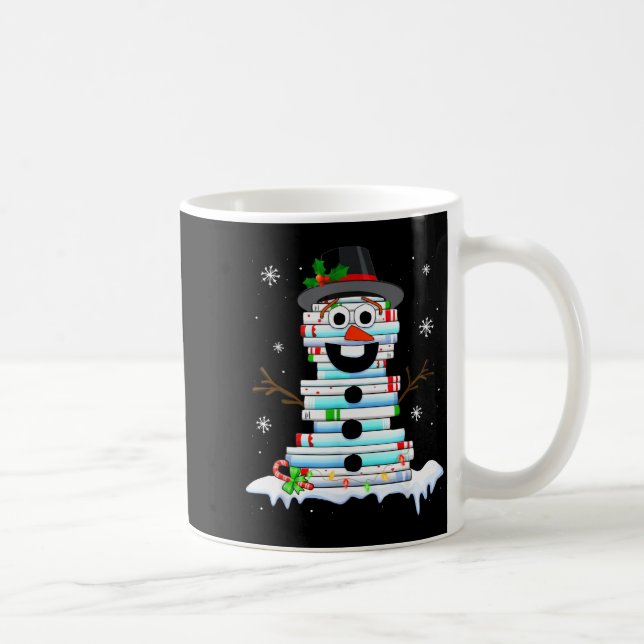 Snowman Book Stack Librarian Book Lover Christmas  Kaffemugg (Höger)
