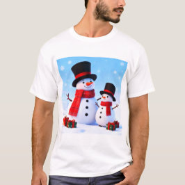 Snowman Celebration in the Winter Hills T Shirt