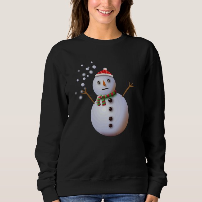 Snowman Christmas  Cute Snowing Winter Wonderland T Shirt (Framsida)