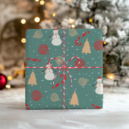 Snowman & Christmas Icons Pattern- Playful Holiday Presentpapper