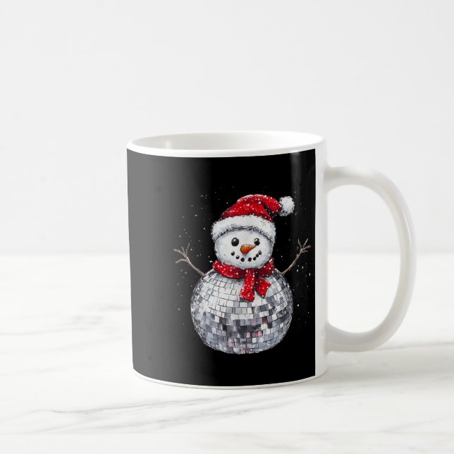 Snowman Christmas Retro Santa Hat Disco Ball Match Kaffemugg (Höger)