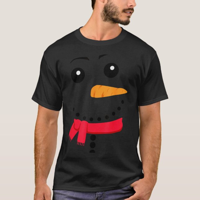Snowman, Christmas Snowman Face  T Shirt (Framsida)