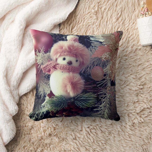 Snowman Christmas Throw Pillow Kudde (Filt)