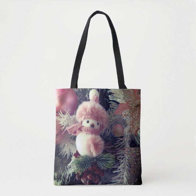 Snowman Christmas Tote Bag Tygkasse (Framsida)