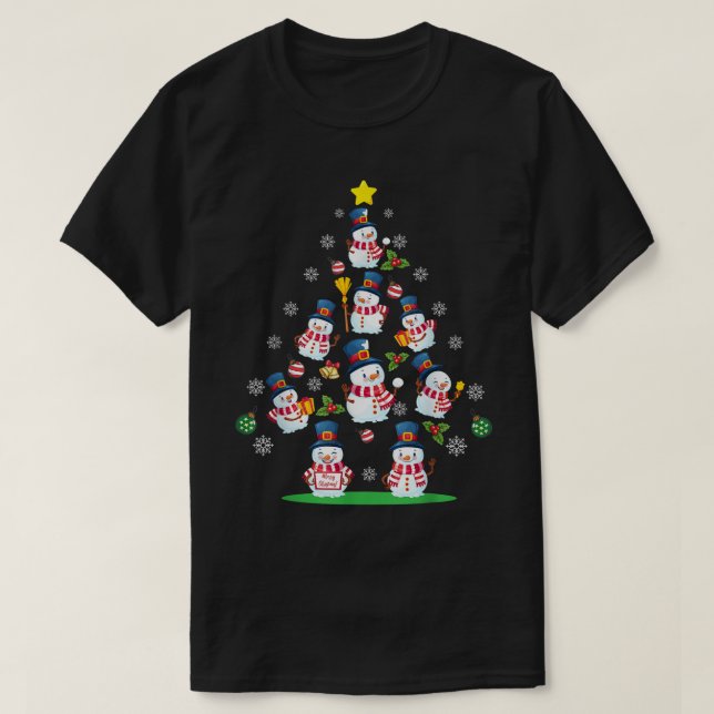 Snowman Christmas Tree Holiday Design T Shirt (Design framsida)