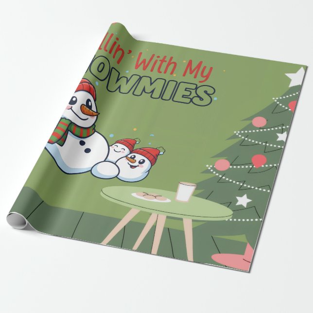 Snowman Christmas Wrapping Paper | Festive Gift  Presentpapper (Utrullad)