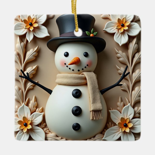 Snowman Daisy Christmas Julgransprydnad Keramik (Framsida)