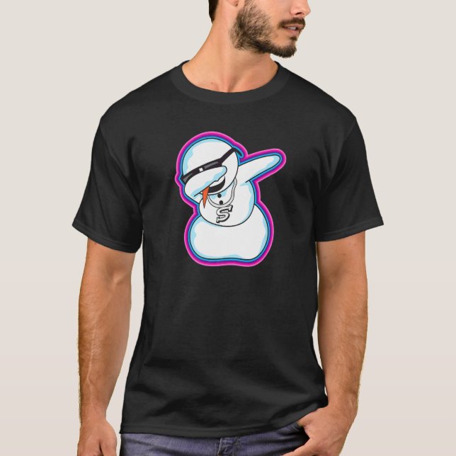 Snowman Dancing Dab Dabbing Christmas Party Xmas T Shirt (Framsida)