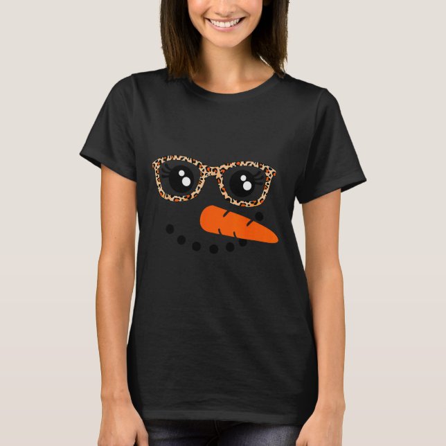 Snowman Face Carrot Nose Christmas Winter Cosplay  T Shirt (Framsida)