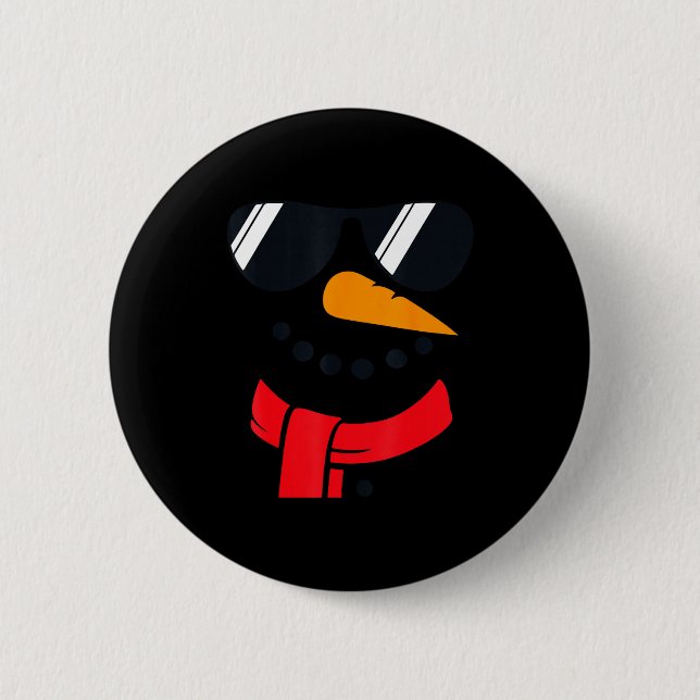 Snowman Face Family Christmas Matching Costume Men Knapp (Framsida)