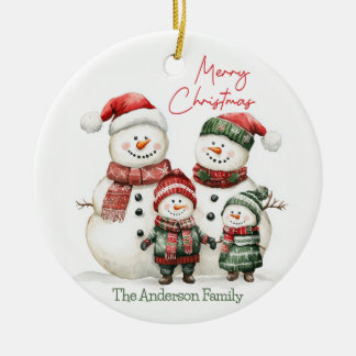 Snowman Family Christmas Ornament | Custom Name