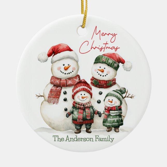 Snowman Family Christmas Ornament | Custom Name (Framsidan)