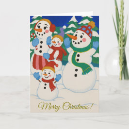 Snowman Family Folded Greeting Card Kort
