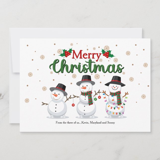 Snowman Family Holiday Greeting Card Julkort (Framsida)