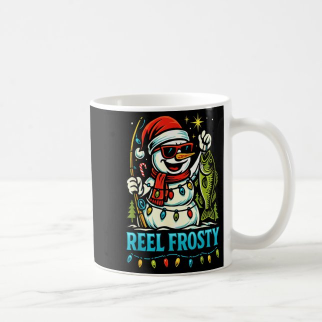 Snowman Fishing Christmas Holiday Festive Winter F Kaffemugg (Höger)
