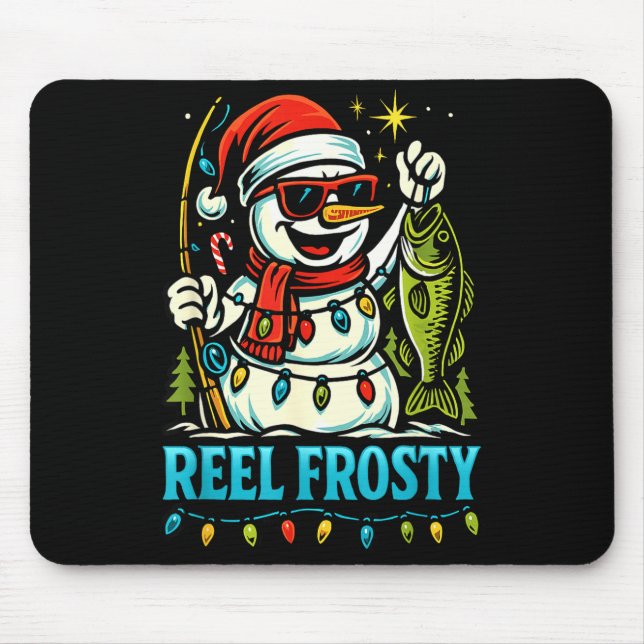 Snowman Fishing Christmas Holiday Festive Winter F Musmatta (Framsidan)