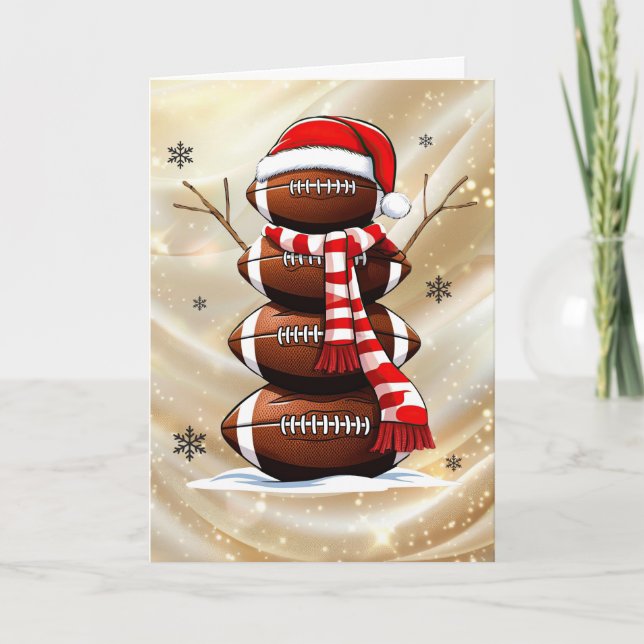Snowman Football Tree Christmas Holiday Card Helgkort (Framsida)