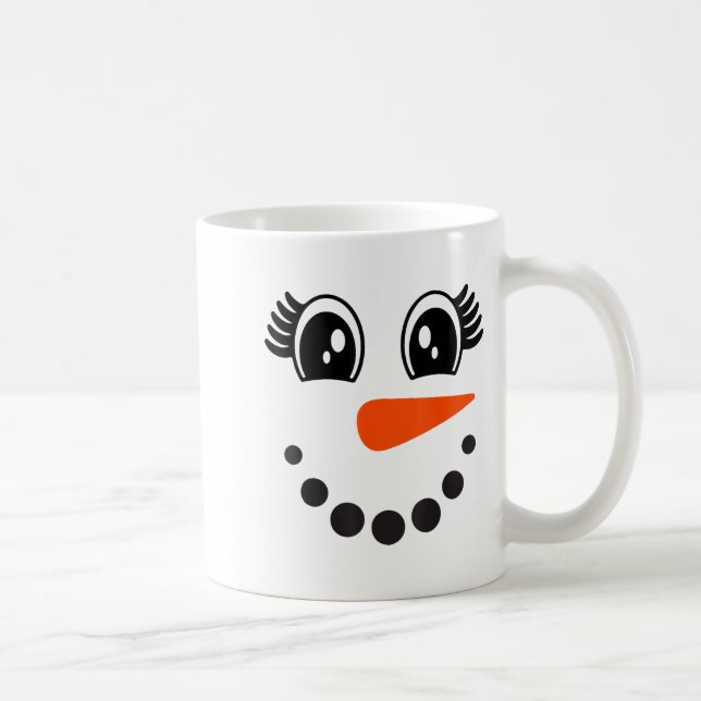 Snowman Girl Face For Girls Christmas Winter  Kaffemugg (Höger)
