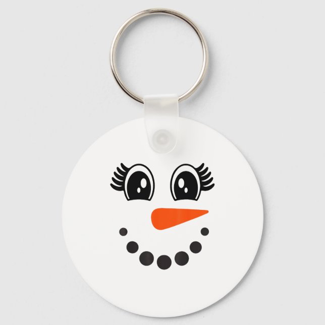 Snowman Girl Face For Girls Christmas Winter  Nyckelring (Framsida)