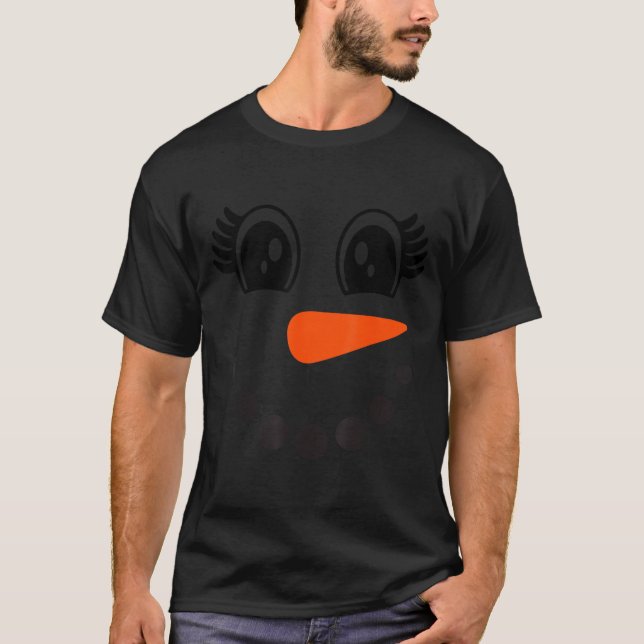 Snowman Girl Face For Girls Christmas Winter  T Shirt (Framsida)