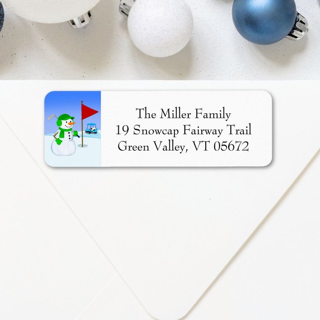  Snowman Golfer Return Address Label Returadress Etikett (Skapare uppladdad)