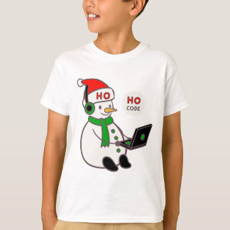 Snowman Hacker Ho Ho Code Christmas Tee