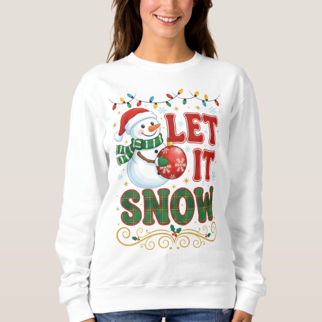 Snowman & Holiday Lights T Shirt (Framsida)