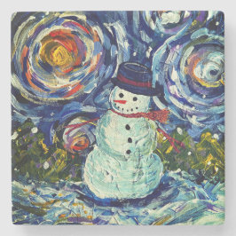 Snowman Holiday Stone Coaster Stenunderlägg