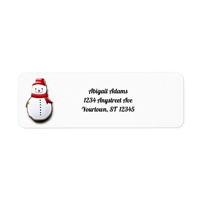 Snowman in Red Cutout Returadress Etikett (Framsidan)