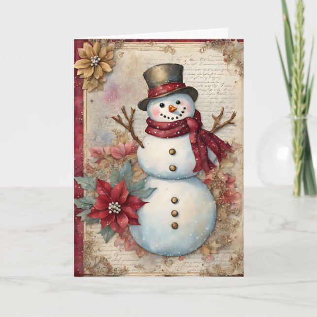 Snowman Junk Journal Page Christmas Kort (Framsida)