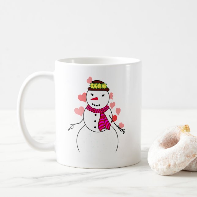 Snowman Little Girl In Love Kaffemugg (Med munk)