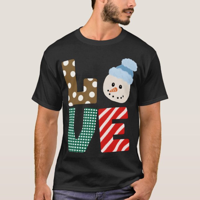 Snowman Love vintage T Shirt (Framsida)