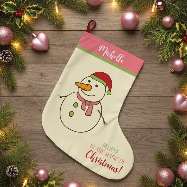 Snowman Magic of Christmas Stocking Stor Julstrumpa (Skapare uppladdad)