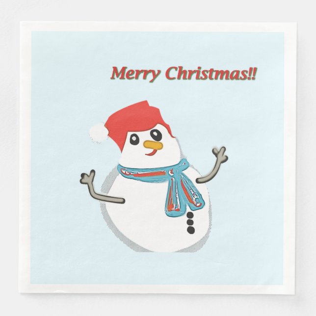 Snowman. Merry Christmas. Pappersservett (Framsida)