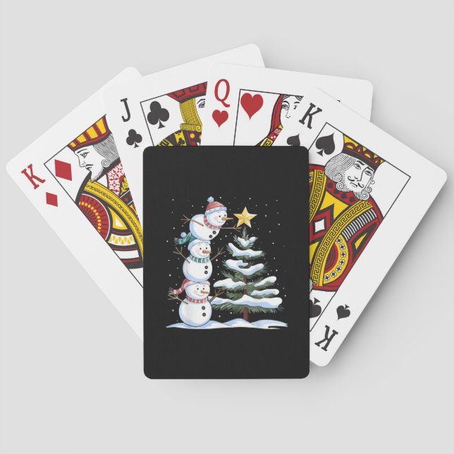 Snowman Merry Christmas Santa Claus Tree Snow Fami Casinokort (Baksidan)