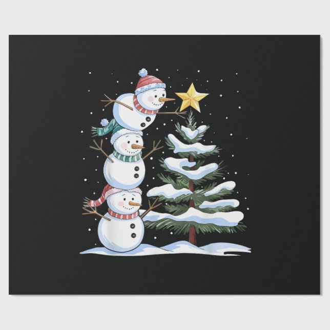 Snowman Merry Christmas Santa Claus Tree Snow Fami Presentpapper (Platt)