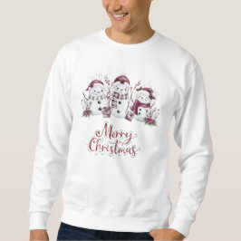 Snowman Merry Christmas Typography Sweatshirt