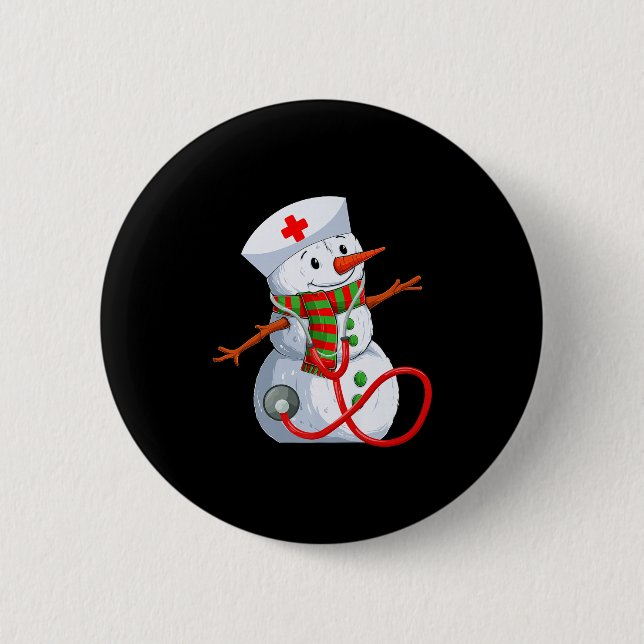 Snowman Nurse Christmas Stethoscope Nursing Scrub  Knapp (Framsida)