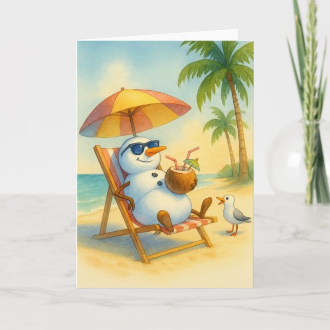 Snowman on PTO (Tropical Getaway) Helgkort (Framsida)