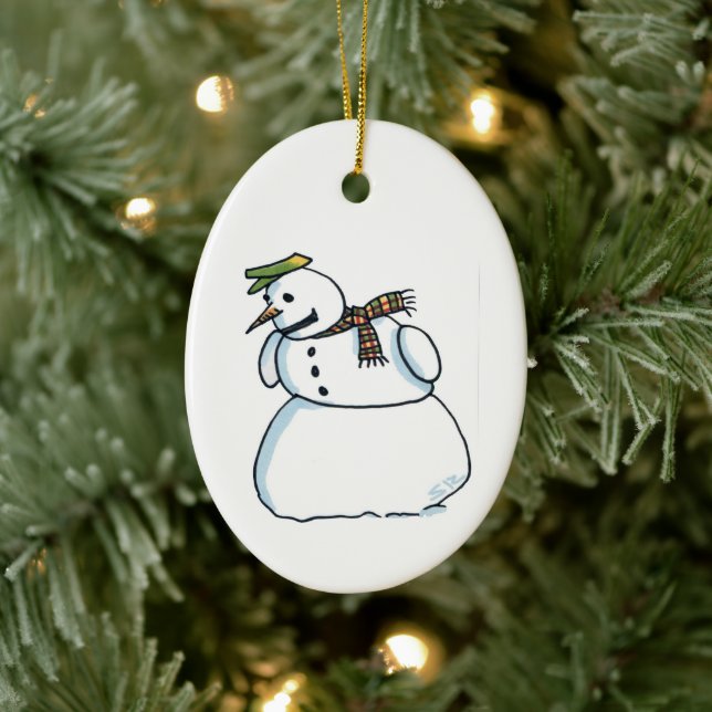 Snowman oval ceramic ornament (Träd)