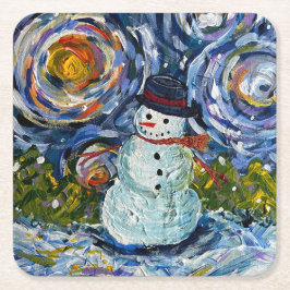 Snowman Paper Coaster Set Underlägg Papper Kvadrat