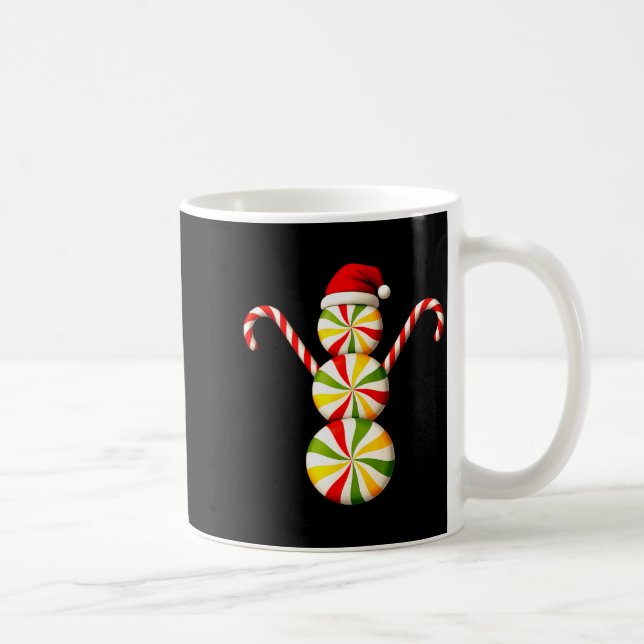 Snowman Peppermint Candies Merry Christmas Pajamas Kaffemugg (Höger)