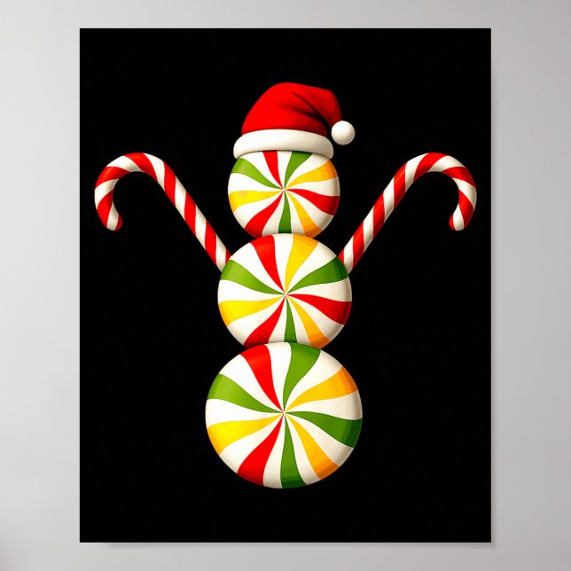 Snowman Peppermint Candies Merry Christmas Pajamas Poster (Framsidan)