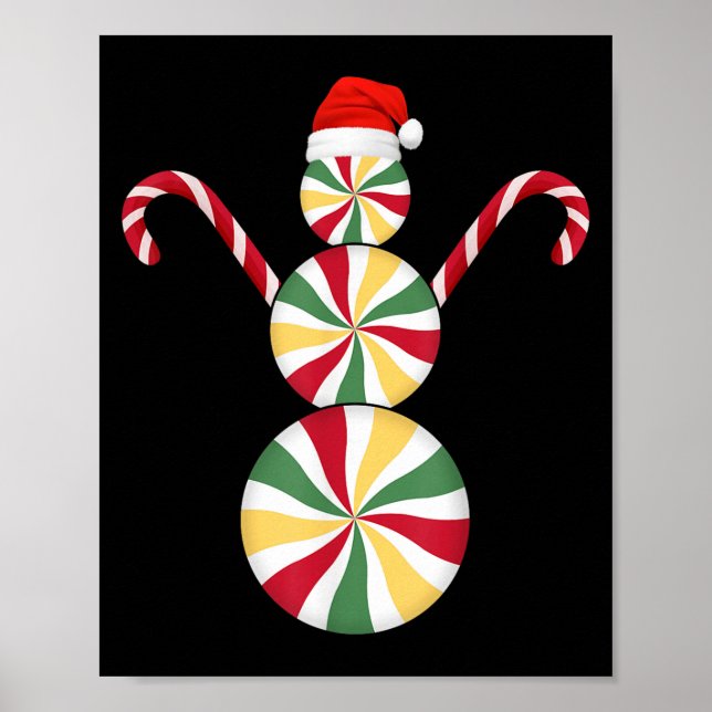 Snowman Peppermint Candies Merry Christmas Pajamas Poster (Framsidan)