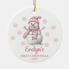 Snowman Personalized Girl's First Christmas Julgransprydnad Keramik