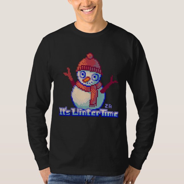Snowman, Pixel Art T Shirt (Framsida)