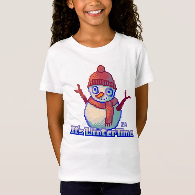 Snowman Pixel Art T Shirt (Framsida)